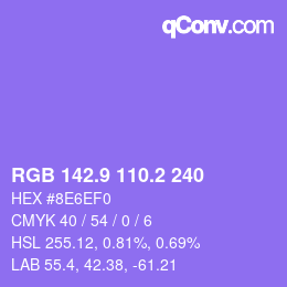 カラーコード: RGB 142.9 110.2 240 | qconv.com