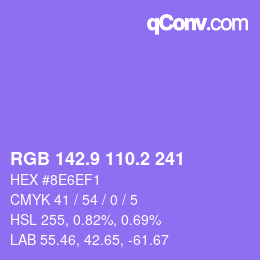カラーコード: RGB 142.9 110.2 241 | qconv.com