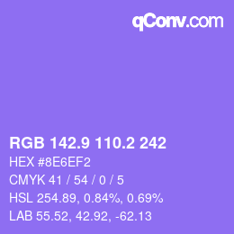 カラーコード: RGB 142.9 110.2 242 | qconv.com