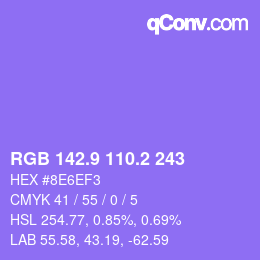 カラーコード: RGB 142.9 110.2 243 | qconv.com