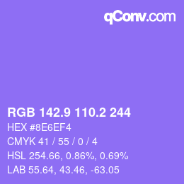 カラーコード: RGB 142.9 110.2 244 | qconv.com