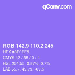 カラーコード: RGB 142.9 110.2 245 | qconv.com