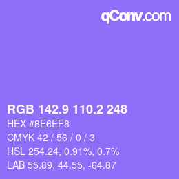 カラーコード: RGB 142.9 110.2 248 | qconv.com