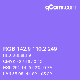 カラーコード: RGB 142.9 110.2 249 | qconv.com