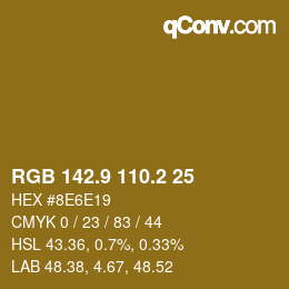 Color code: RGB 142.9 110.2 25 | qconv.com