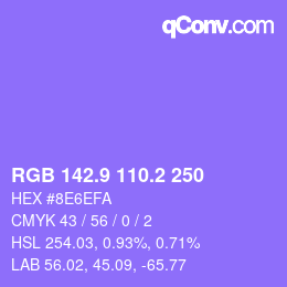 カラーコード: RGB 142.9 110.2 250 | qconv.com
