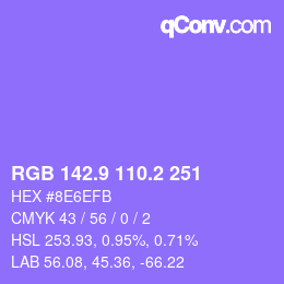 カラーコード: RGB 142.9 110.2 251 | qconv.com
