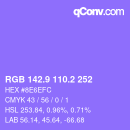 カラーコード: RGB 142.9 110.2 252 | qconv.com