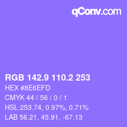 カラーコード: RGB 142.9 110.2 253 | qconv.com
