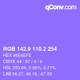 カラーコード: RGB 142.9 110.2 254 | qconv.com
