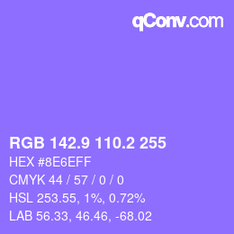 カラーコード: RGB 142.9 110.2 255 | qconv.com