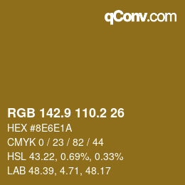 Color code: RGB 142.9 110.2 26 | qconv.com