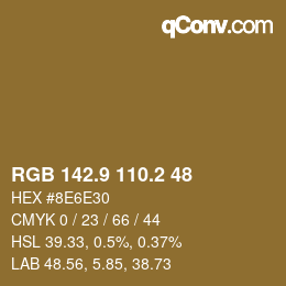 Color code: RGB 142.9 110.2 48 | qconv.com