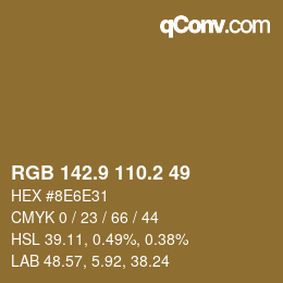 カラーコード: RGB 142.9 110.2 49 | qconv.com