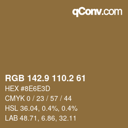 Color code: RGB 142.9 110.2 61 | qconv.com