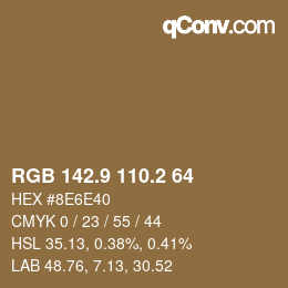 Color code: RGB 142.9 110.2 64 | qconv.com