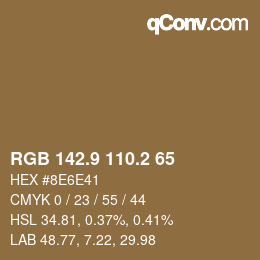 Color code: RGB 142.9 110.2 65 | qconv.com