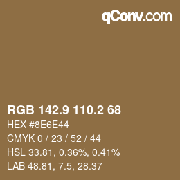 Color code: RGB 142.9 110.2 68 | qconv.com
