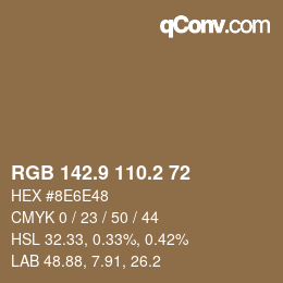 Color code: RGB 142.9 110.2 72 | qconv.com