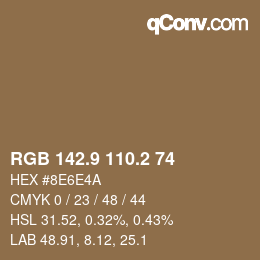 Color code: RGB 142.9 110.2 74 | qconv.com