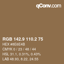 Farbcode: RGB 142.9 110.2 75 | qconv.com