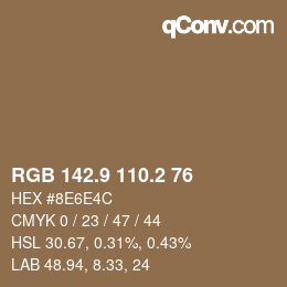 Color code: RGB 142.9 110.2 76 | qconv.com