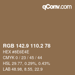 Color code: RGB 142.9 110.2 78 | qconv.com