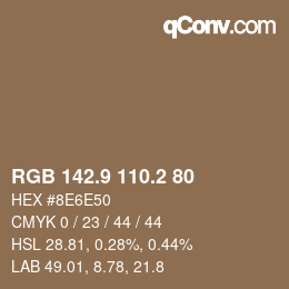 Color code: RGB 142.9 110.2 80 | qconv.com