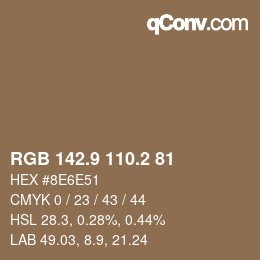 Color code: RGB 142.9 110.2 81 | qconv.com