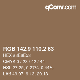 カラーコード: RGB 142.9 110.2 83 | qconv.com