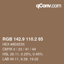 Color code: RGB 142.9 110.2 85 | qconv.com