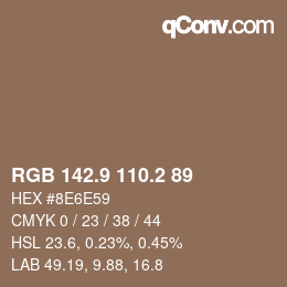 Color code: RGB 142.9 110.2 89 | qconv.com