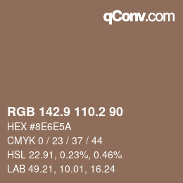 Color code: RGB 142.9 110.2 90 | qconv.com