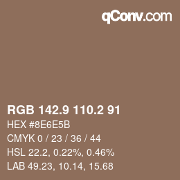 Color code: RGB 142.9 110.2 91 | qconv.com