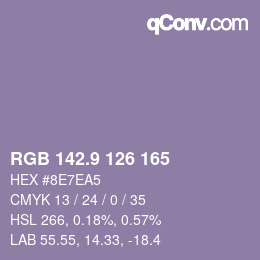 カラーコード: RGB 142.9 126 165 | qconv.com