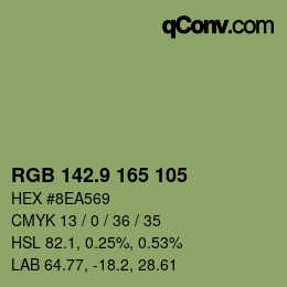 カラーコード: RGB 142.9 165 105 | qconv.com