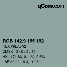 カラーコード: RGB 142.9 165 162 | qconv.com