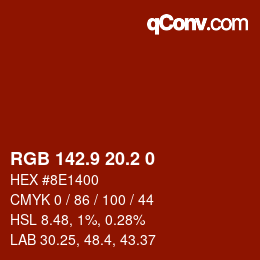 カラーコード: RGB 142.9 20.2 0 | qconv.com