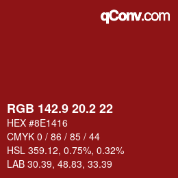 カラーコード: RGB 142.9 20.2 22 | qconv.com
