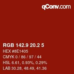 Color code: RGB 142.9 20.2 5 | qconv.com