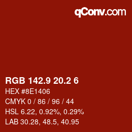 カラーコード: RGB 142.9 20.2 6 | qconv.com