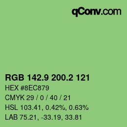 カラーコード: RGB 142.9 200.2 121 | qconv.com