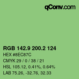 カラーコード: RGB 142.9 200.2 124 | qconv.com