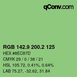 カラーコード: RGB 142.9 200.2 125 | qconv.com