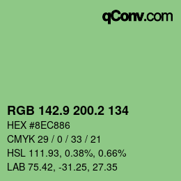 カラーコード: RGB 142.9 200.2 134 | qconv.com