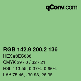 カラーコード: RGB 142.9 200.2 136 | qconv.com