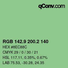 カラーコード: RGB 142.9 200.2 140 | qconv.com