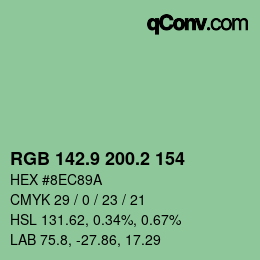 カラーコード: RGB 142.9 200.2 154 | qconv.com