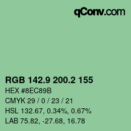 カラーコード: RGB 142.9 200.2 155 | qconv.com