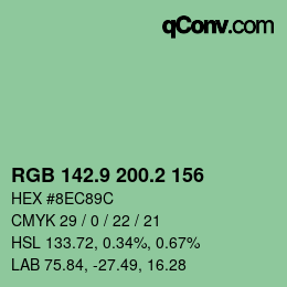 カラーコード: RGB 142.9 200.2 156 | qconv.com